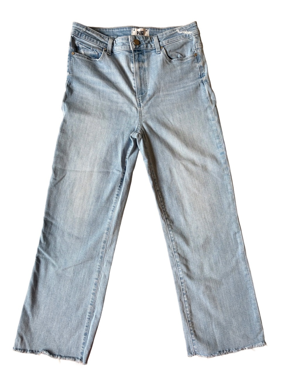 Paige Relaxed Colette Women's Size 30 Raw Hem Cropped Distressed Light Jeans